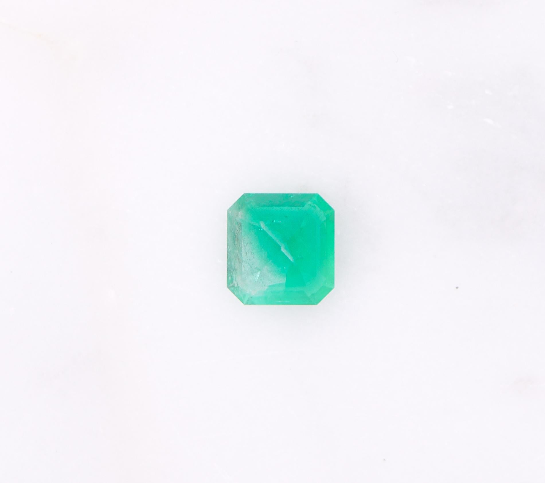 0.68 Carat Colombian Emerald Gemstone | Emerald Cut 5.57x5.36mm | Loose Gemstone