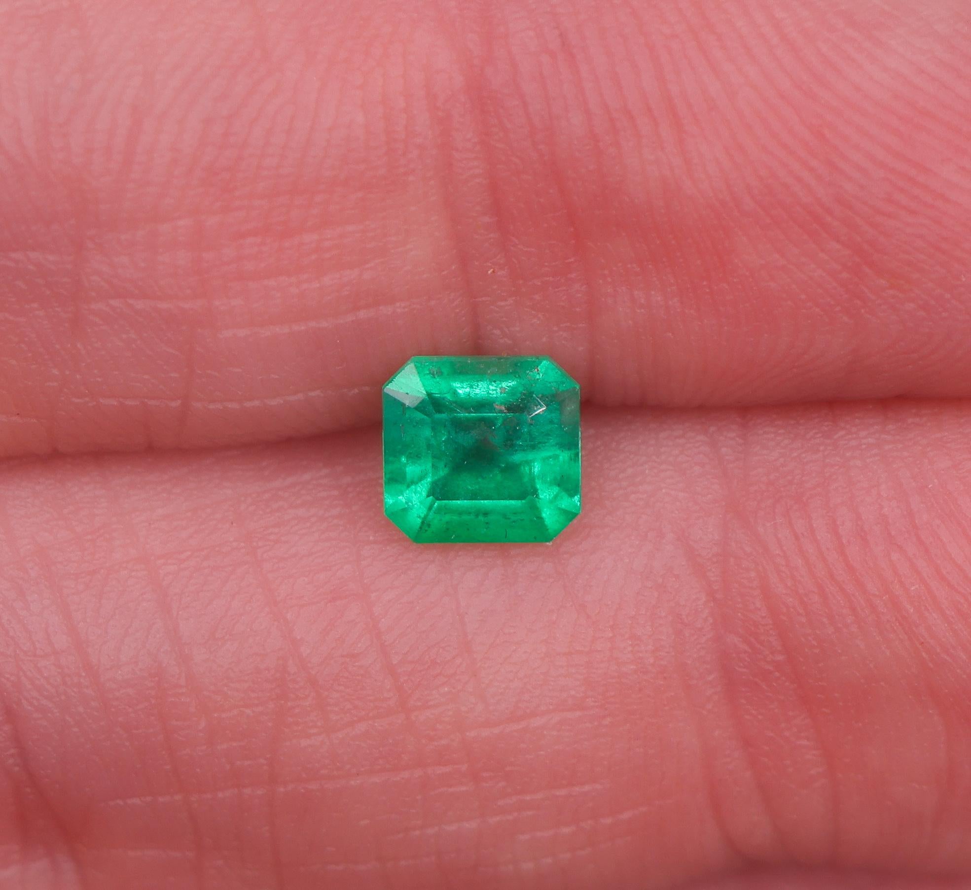 0.68 Carat Colombian Emerald Gemstone | Emerald Cut 5.57x5.36mm | Loose Gemstone