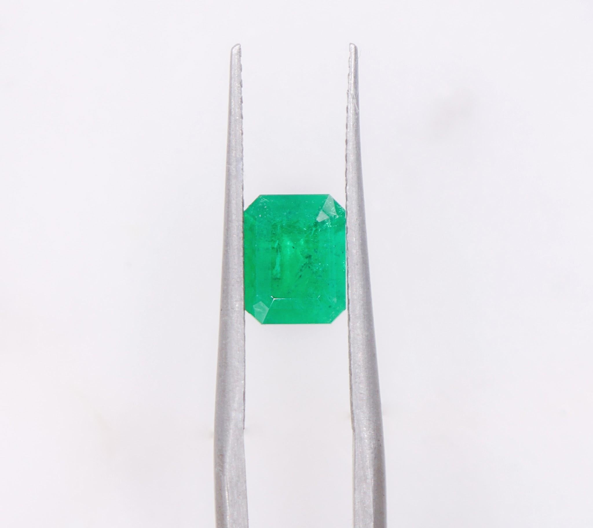 0.79 Carat Colombian Emerald Gemstone | Emerald Cut 6.6x5.12 mm | Loose Gemstone