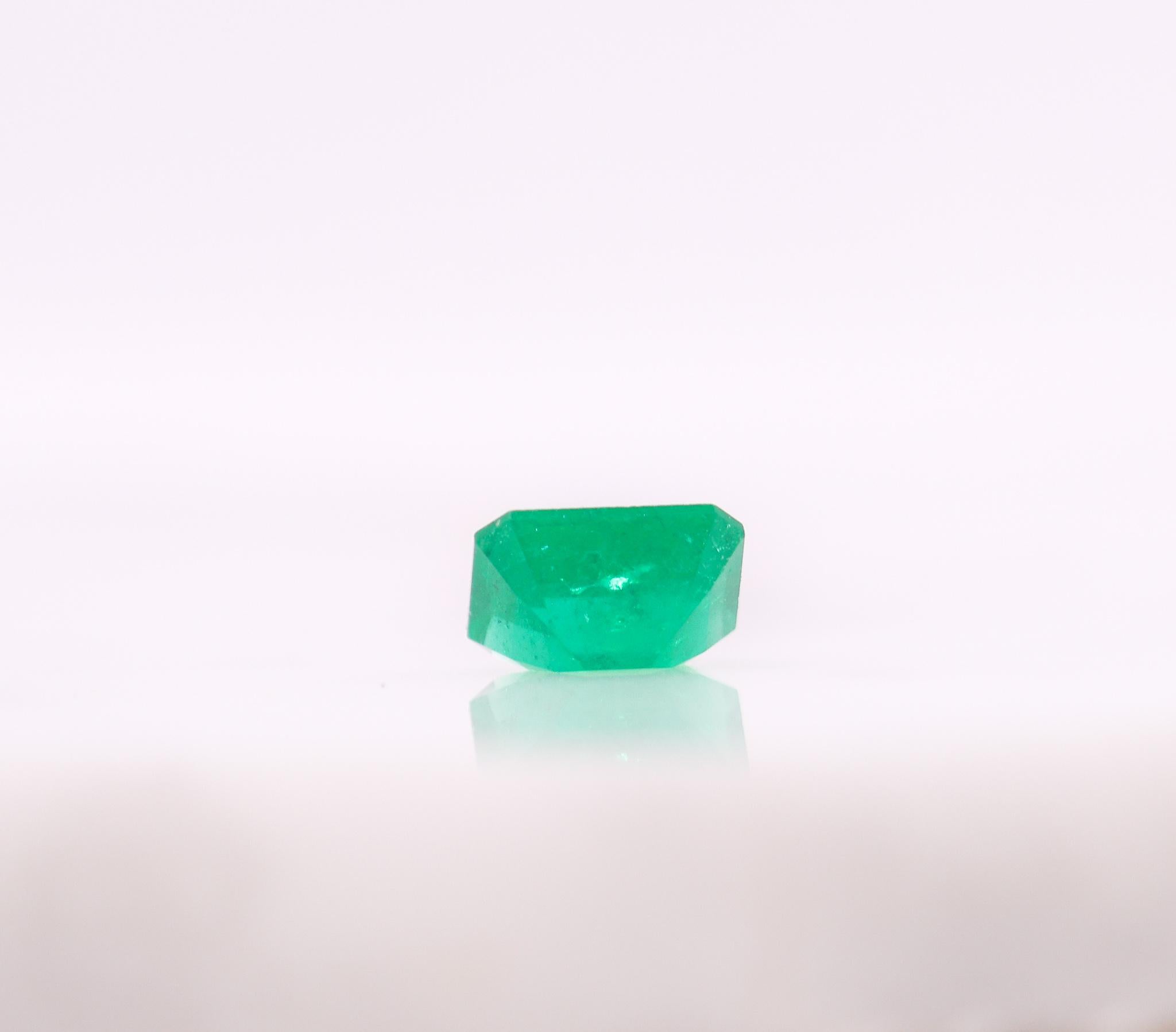 0.79 Carat Colombian Emerald Gemstone | Emerald Cut 6.6x5.12 mm | Loose Gemstone