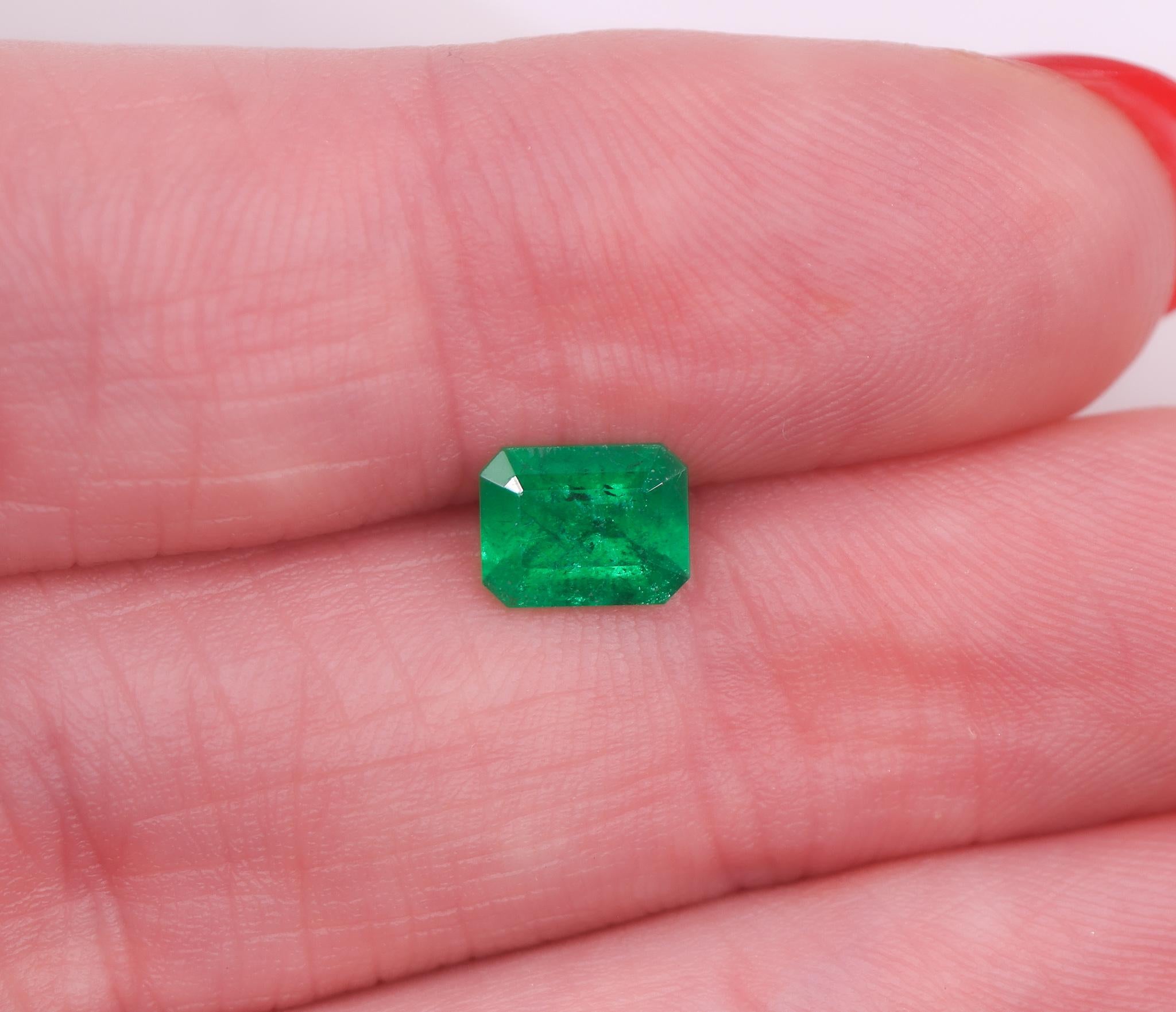 0.79 Carat Colombian Emerald Gemstone | Emerald Cut 6.6x5.12 mm | Loose Gemstone