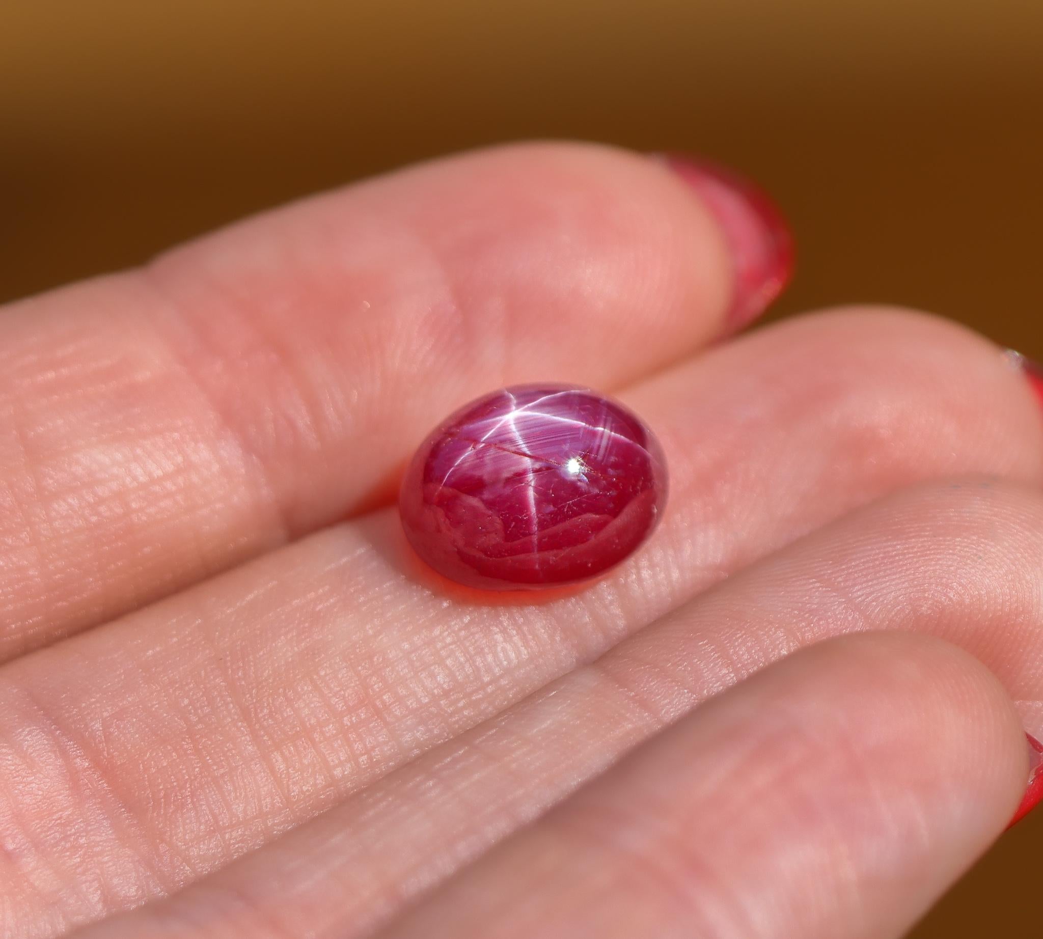 6.95 Carat Star Ruby Gemstone | Oval 11.5 x 9.4 mm | Loose Gemstone