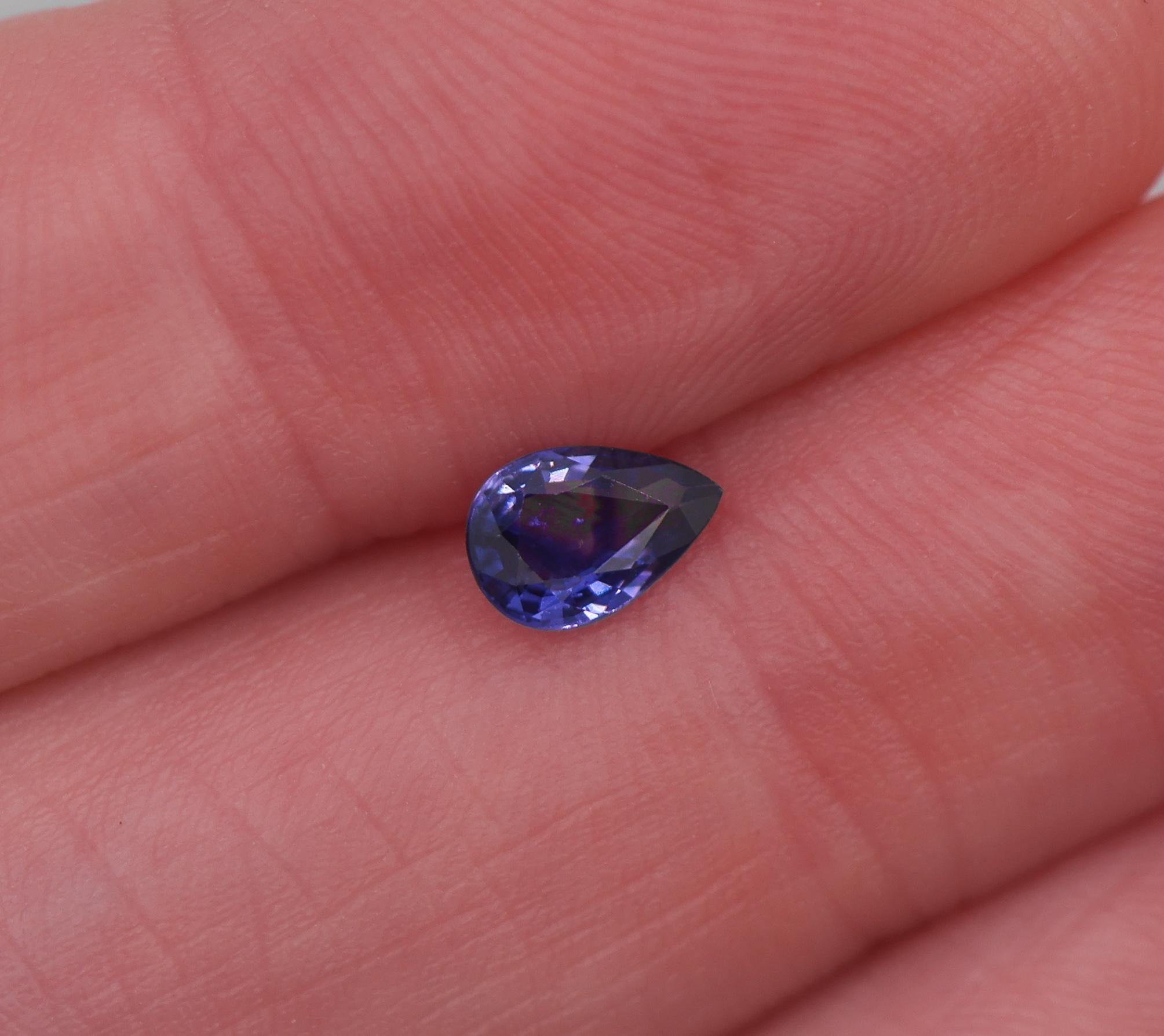 0.50 Carat Purple Sapphire Gemstone | Pear Shape 6x4mm | Loose Gemstone