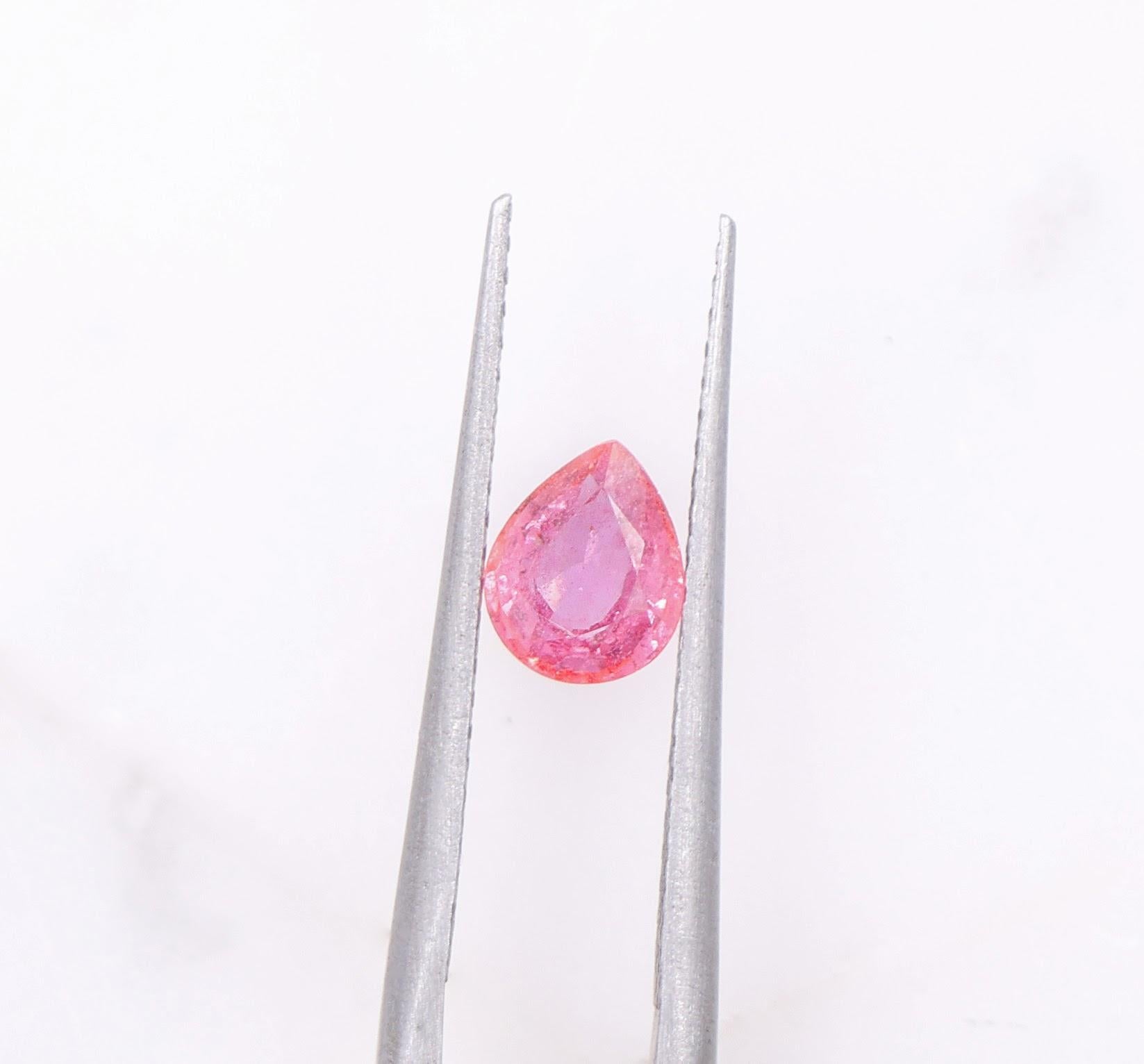 0.70 Carat Padparadscha Sapphire Gemstone | Pear Shape 6x4.5mm | Loose Gemstone