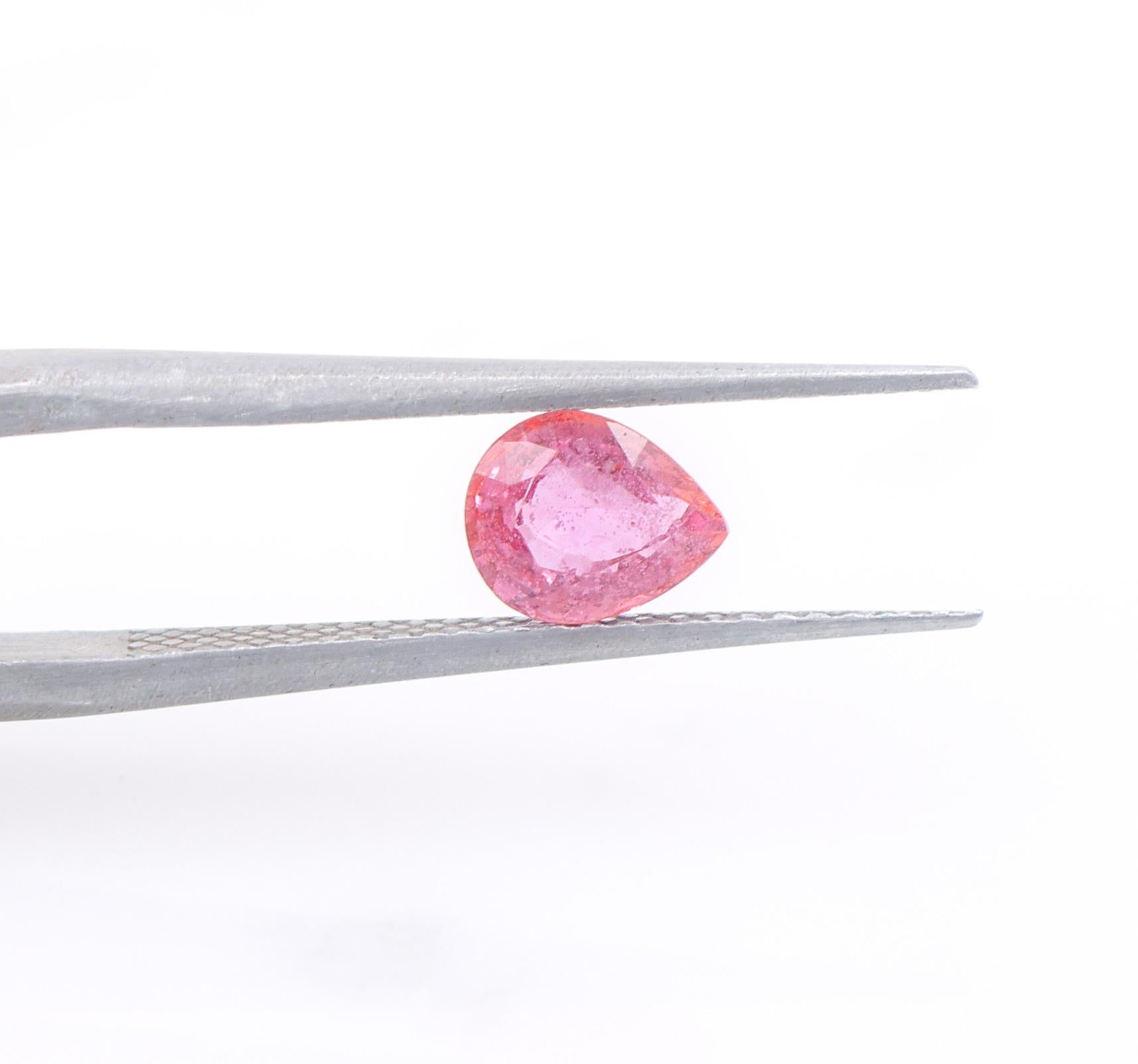 0.70 Carat Padparadscha Sapphire Gemstone | Pear Shape 6x4.5mm | Loose Gemstone