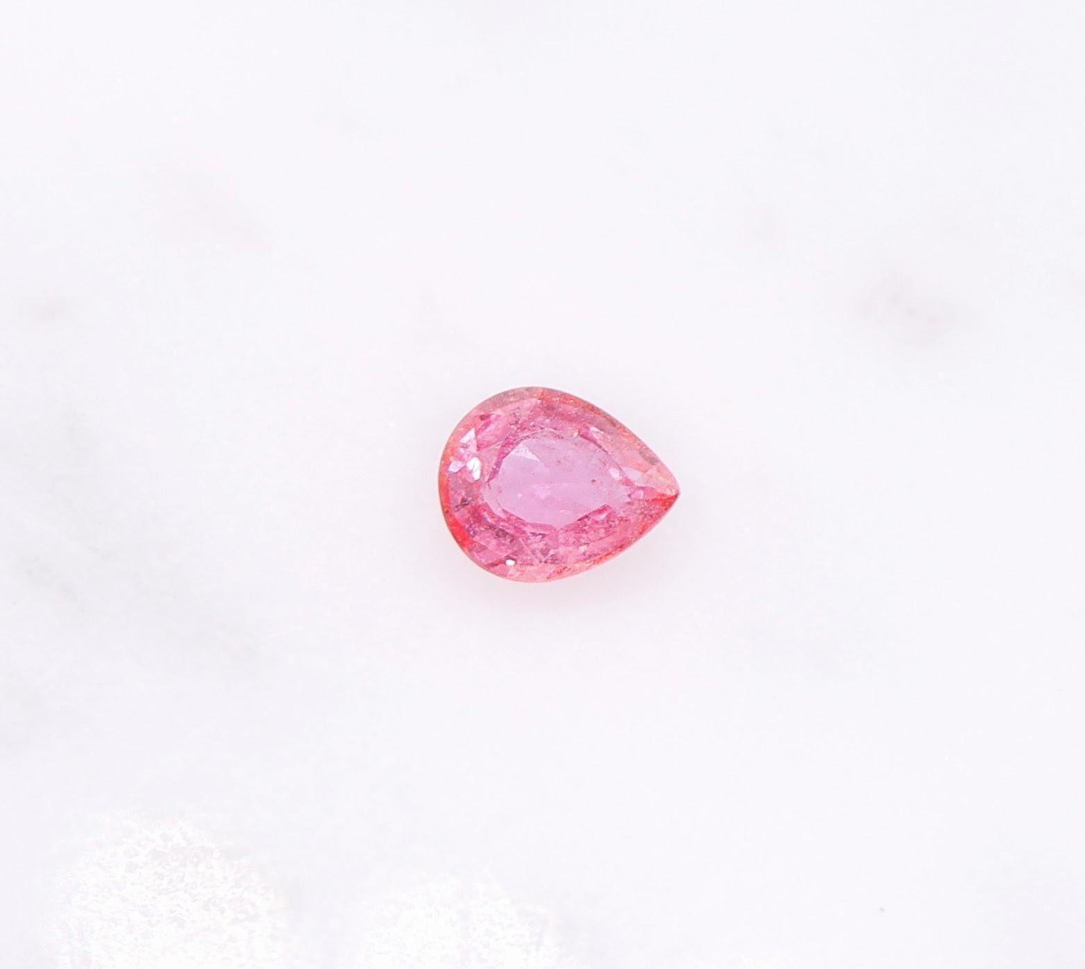 0.70 Carat Padparadscha Sapphire Gemstone | Pear Shape 6x4.5mm | Loose Gemstone