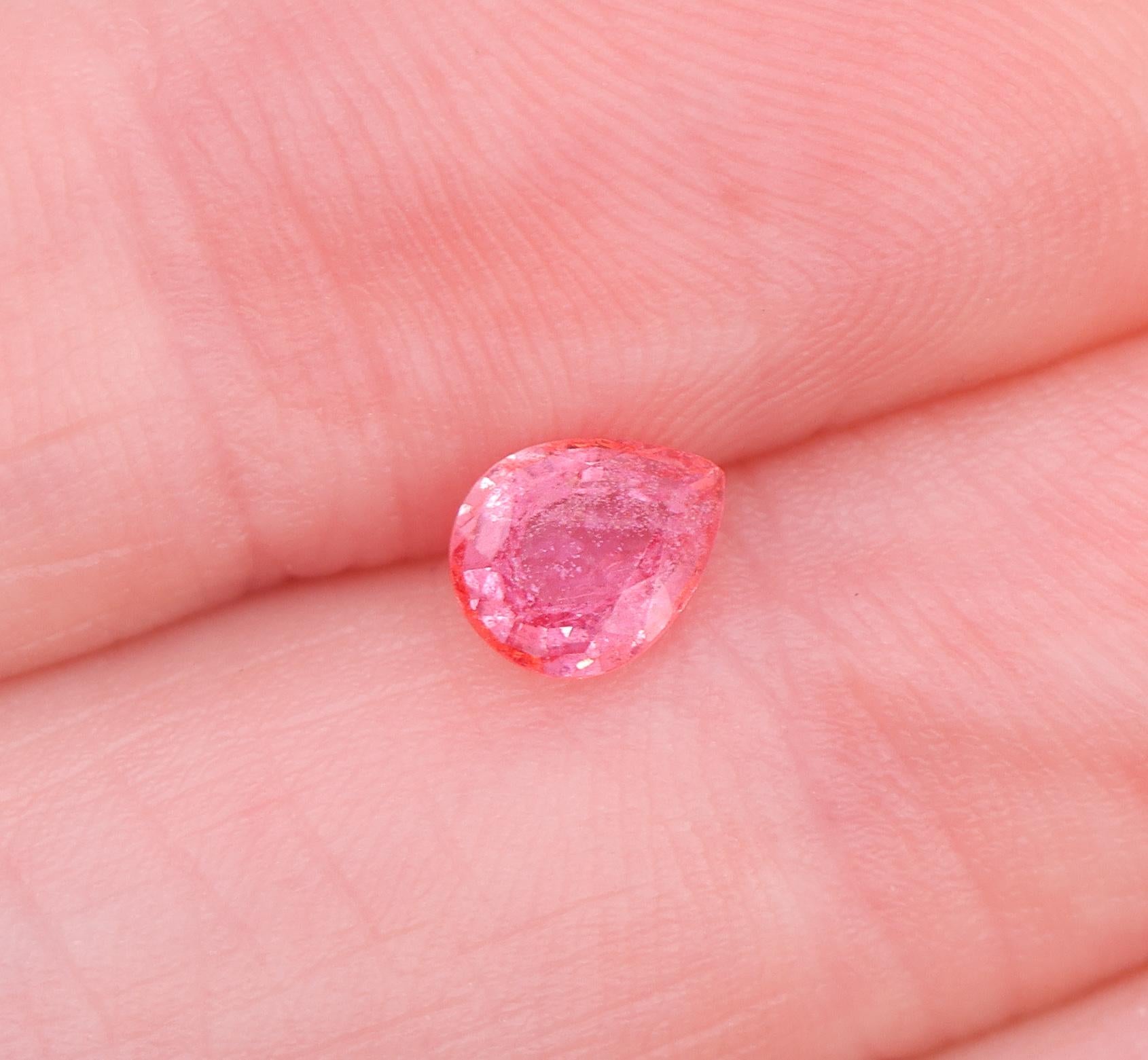 0.70 Carat Padparadscha Sapphire Gemstone | Pear Shape 6x4.5mm | Loose Gemstone