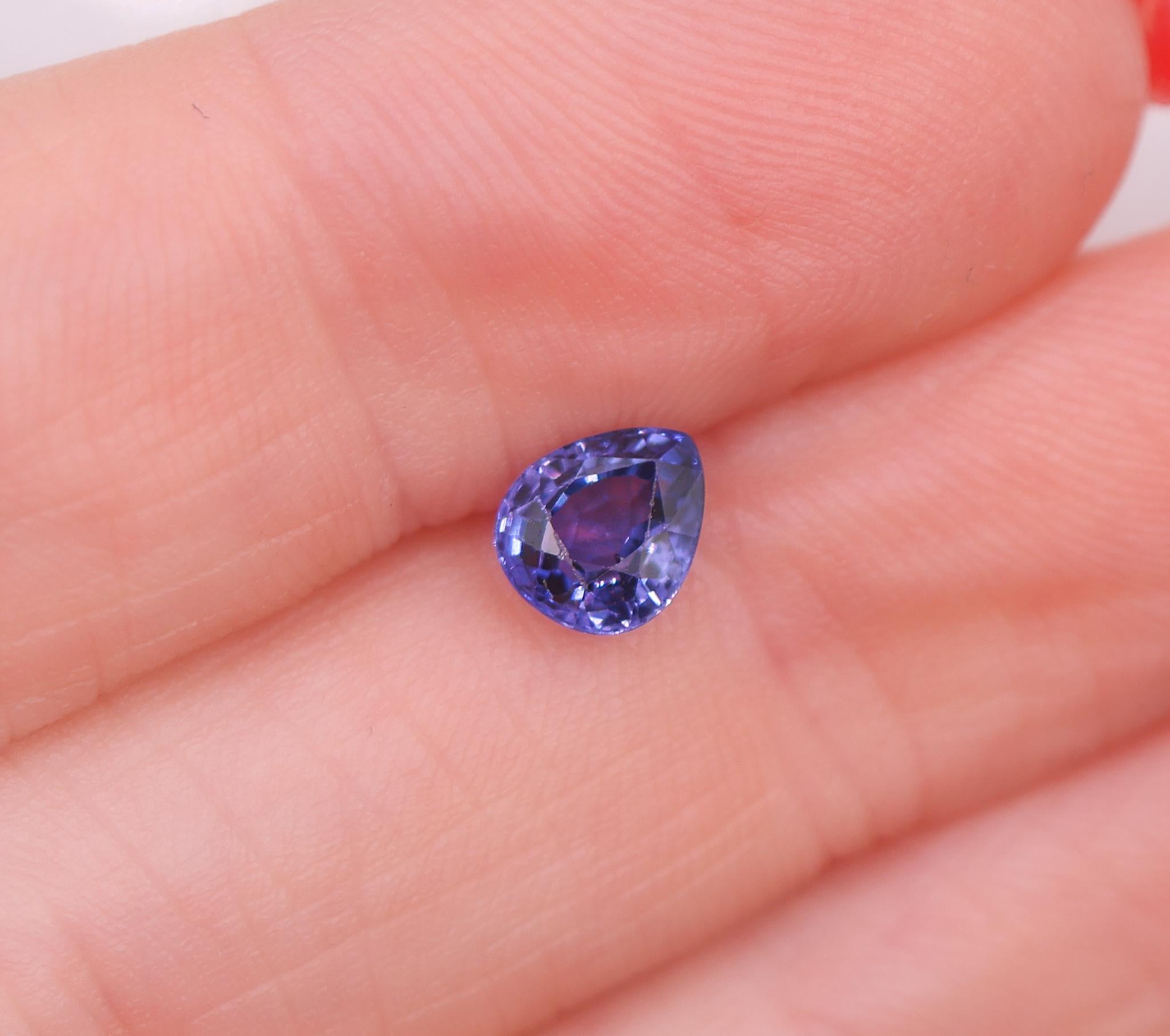 0.98ct Purple Sapphire Gemstone | Pear Shape 6.5x5.5 | Loose Gemstone