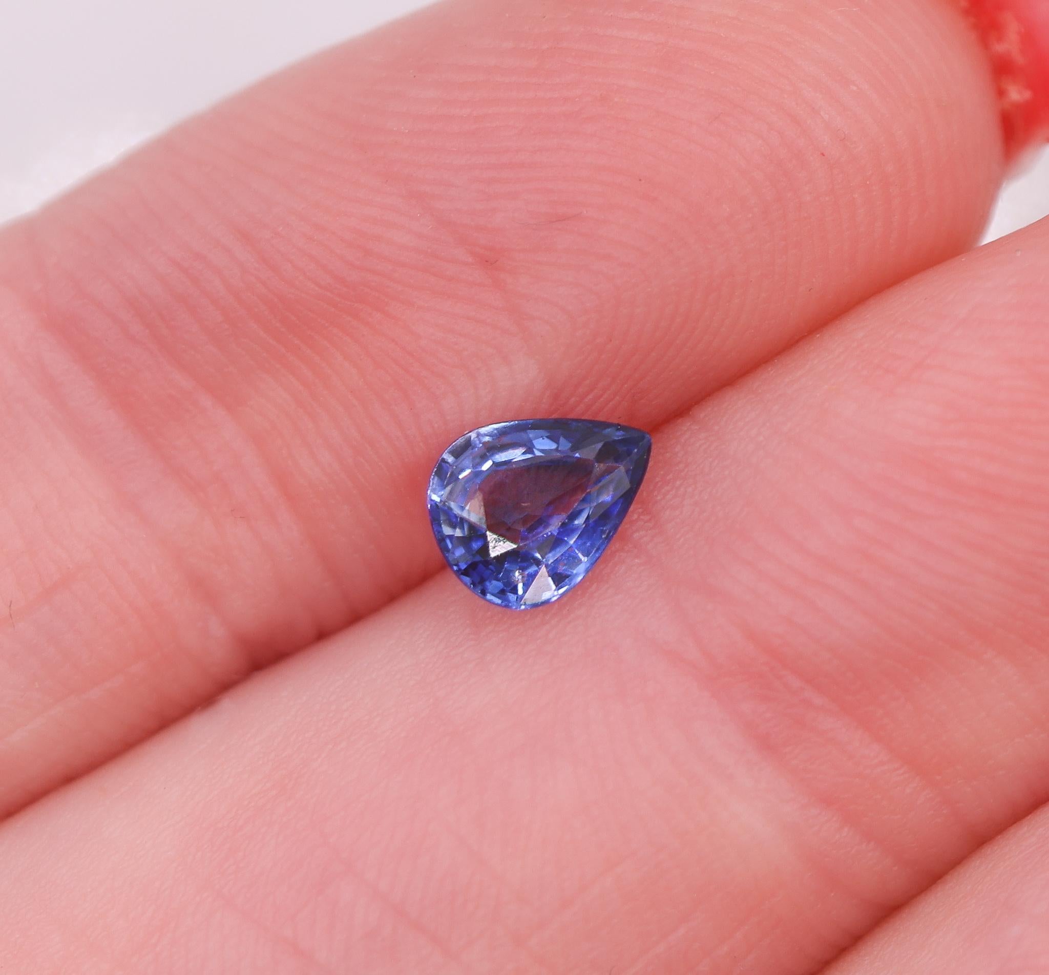 0.59 Carat Ceylon Sapphire Gemstone | Pear Shape 6x5mm | Loose Gemstone