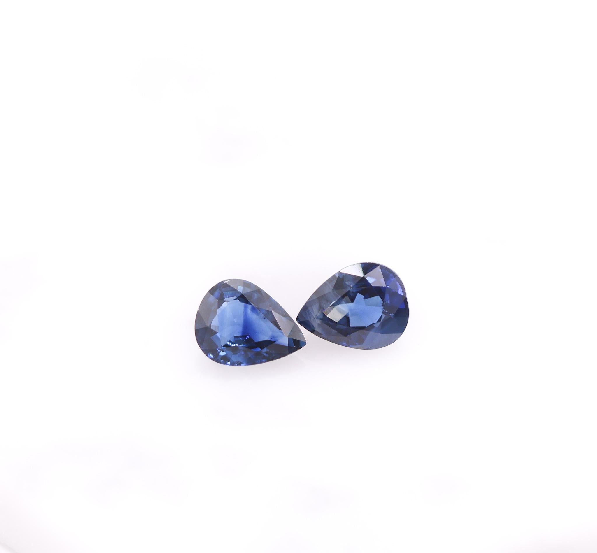 2.52 Carat Blue Sapphire Gemstone | Pear Shape 8x6mm | Loose Gemstone