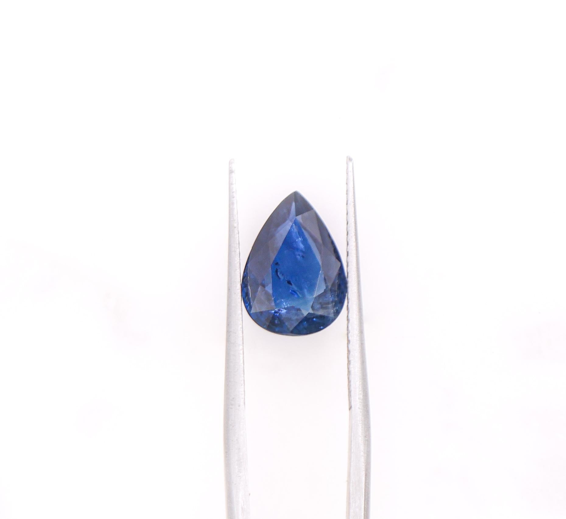 3.17 Carat Blue Sapphire Gemstone | Pear Shape 11.2 x 8.1 mm | Loose Gemstone