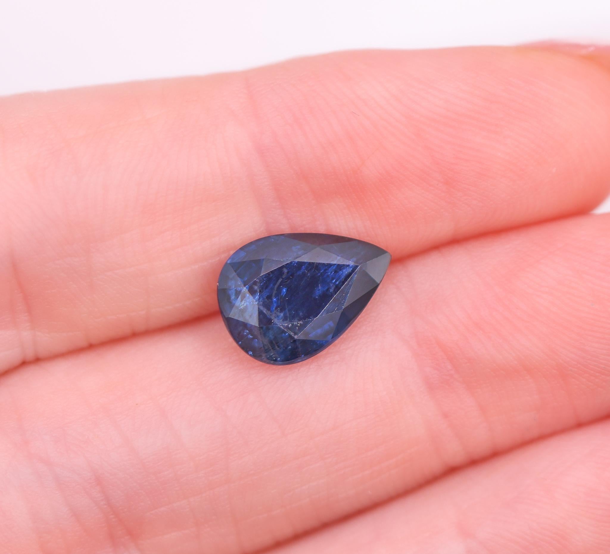 3.17 Carat Blue Sapphire Gemstone | Pear Shape 11.2 x 8.1 mm | Loose Gemstone