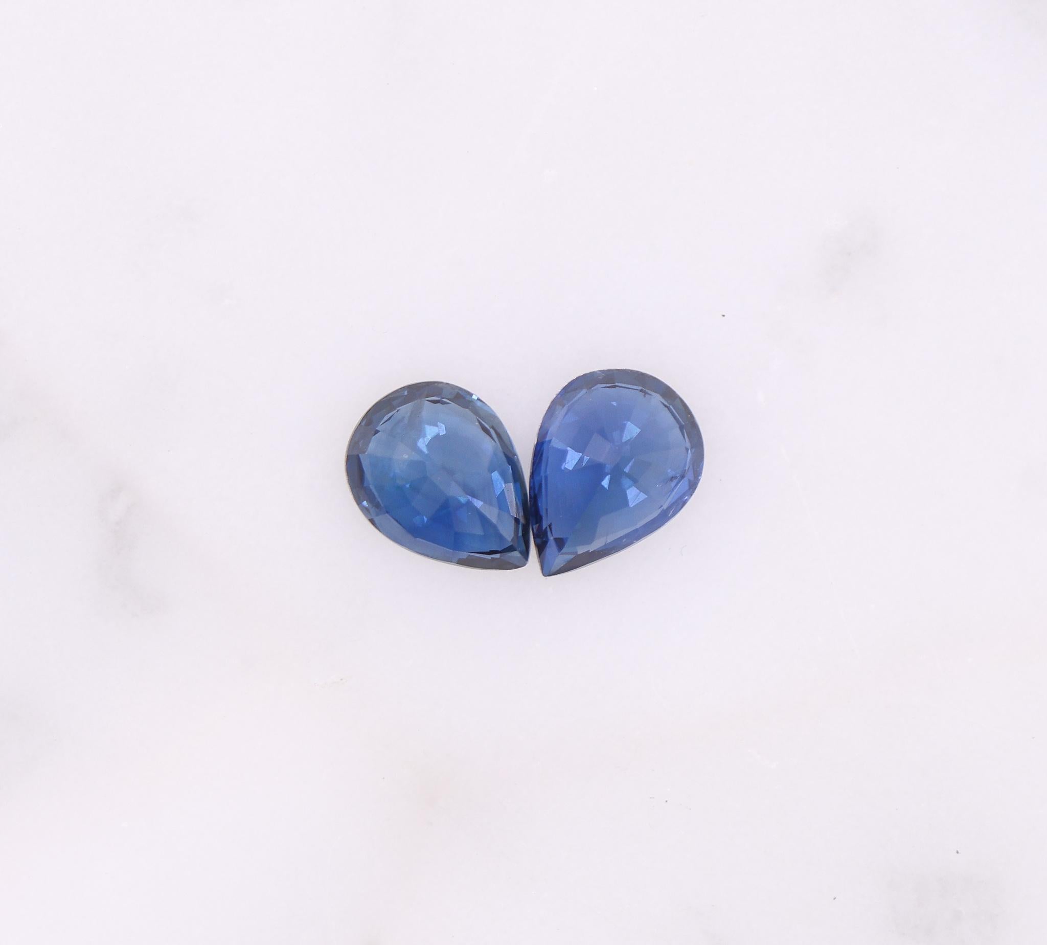 3 Carat Blue Sapphire Gemstone | Pear Shape 8x6mm | Loose Gemstone