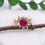 2.5ct Burma Ruby Vine Ring w Earth Mined Diamonds in Solid 14K Gold | Oval 9x8mm