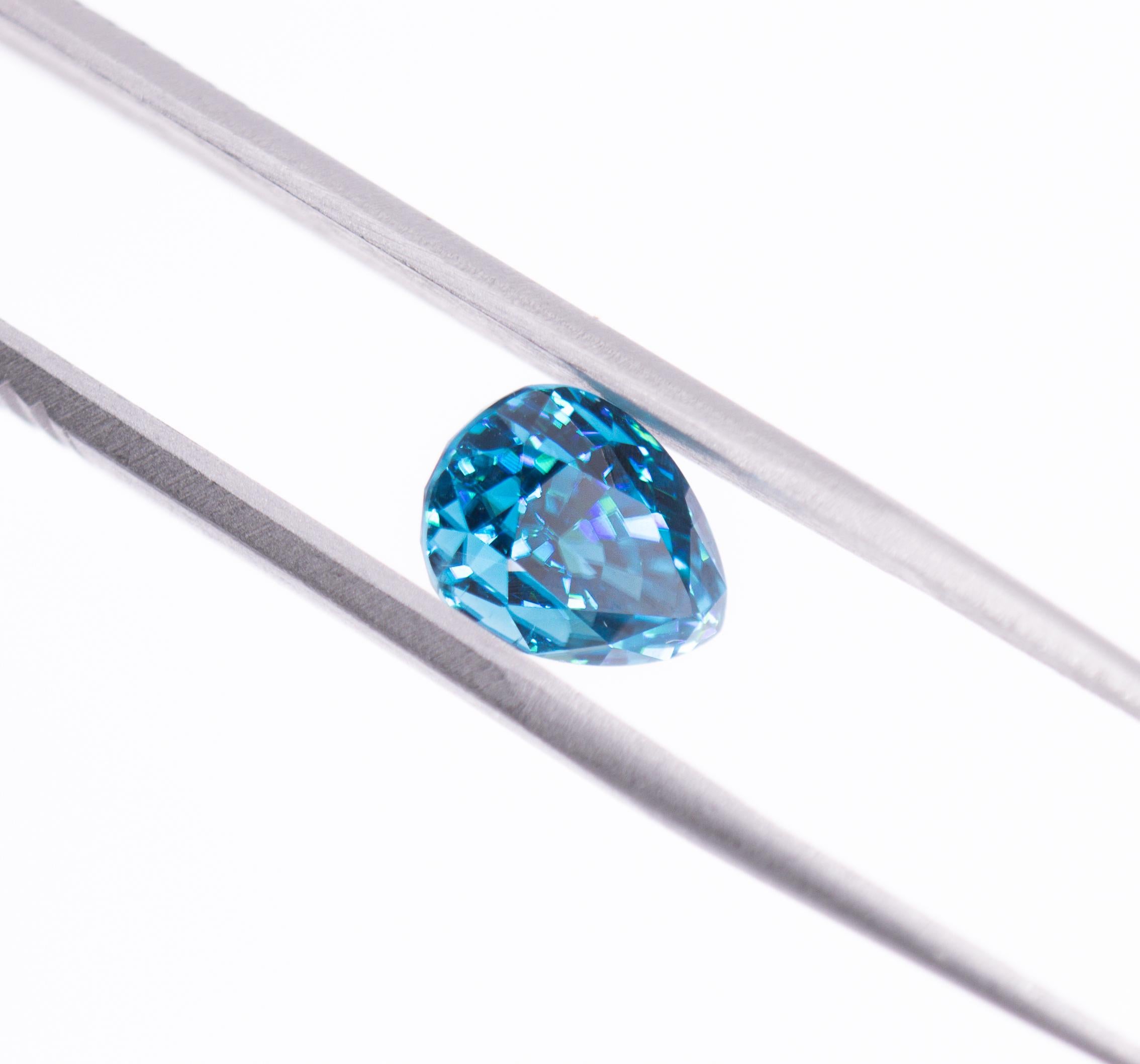 Sparkling 5.15 Carat Blue Zircon Gemstone | Pear 10x7mm