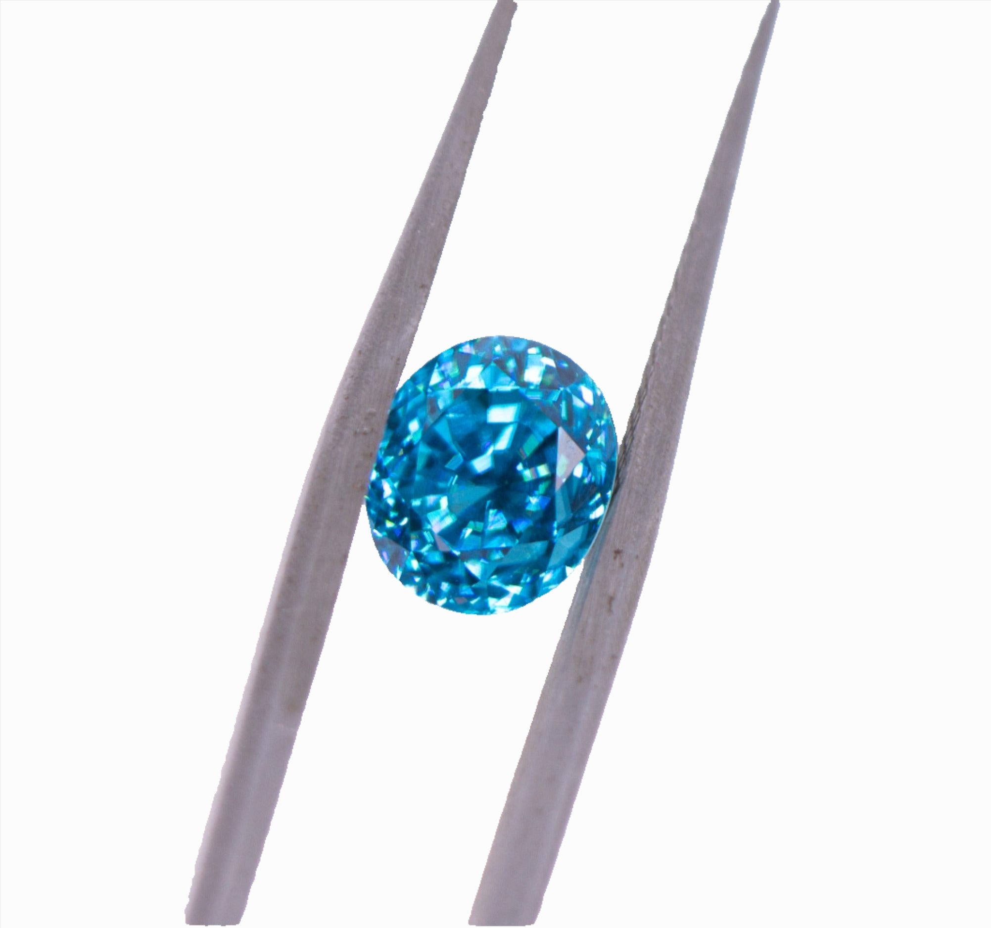Sparkling 4.13 Carat Blue Zircon Gemstone | Oval 8x7mm