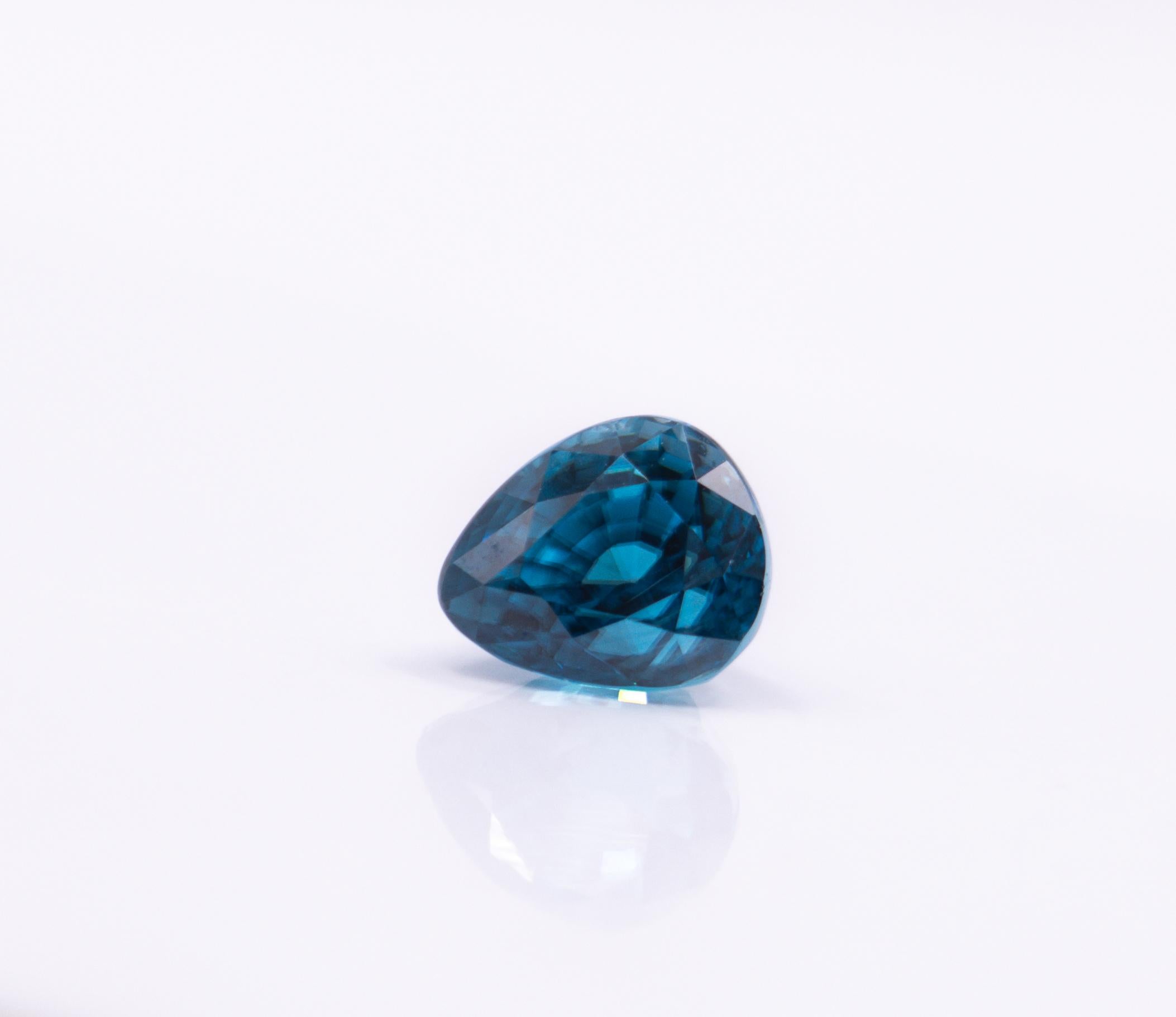 Sparkling 3.78 Carat Blue Zircon Gemstone | Pear 8x7mm