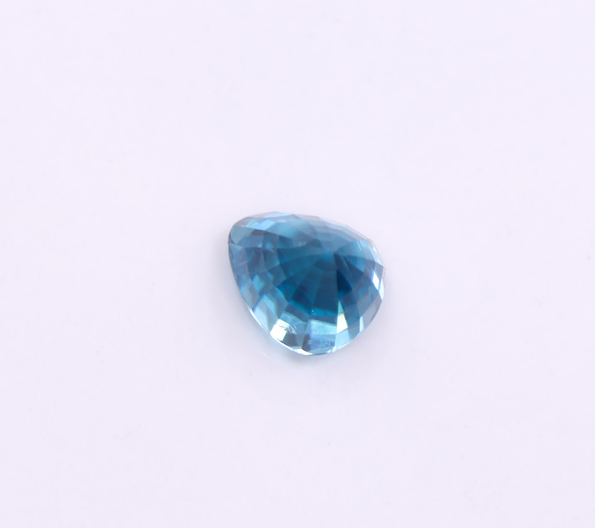 Sparkling 3.78 Carat Blue Zircon Gemstone | Pear 8x7mm