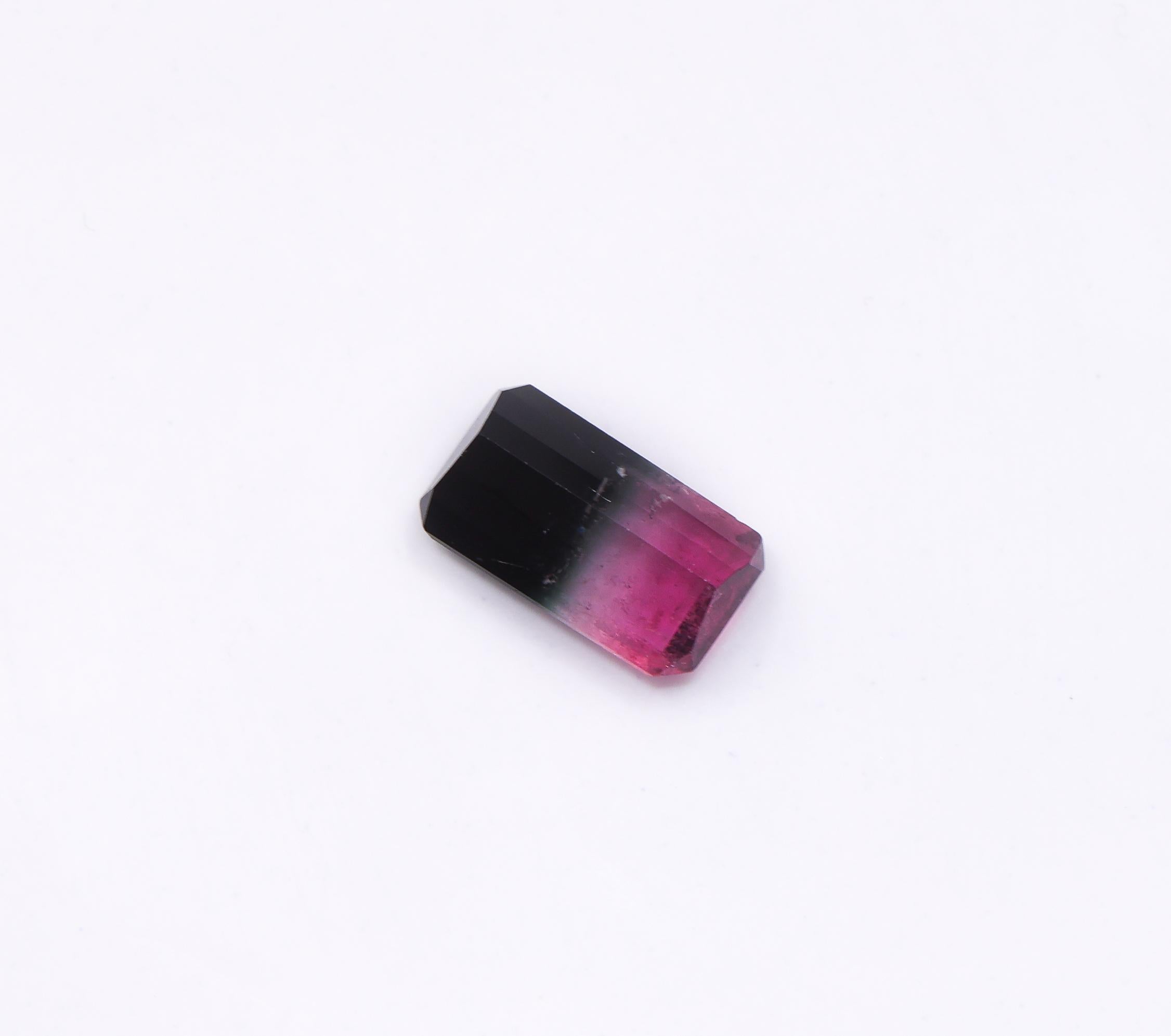 Elongated 1.36 Carat Tri-color Tourmaline Gemstone Pink, White & Green EM 9x5mm