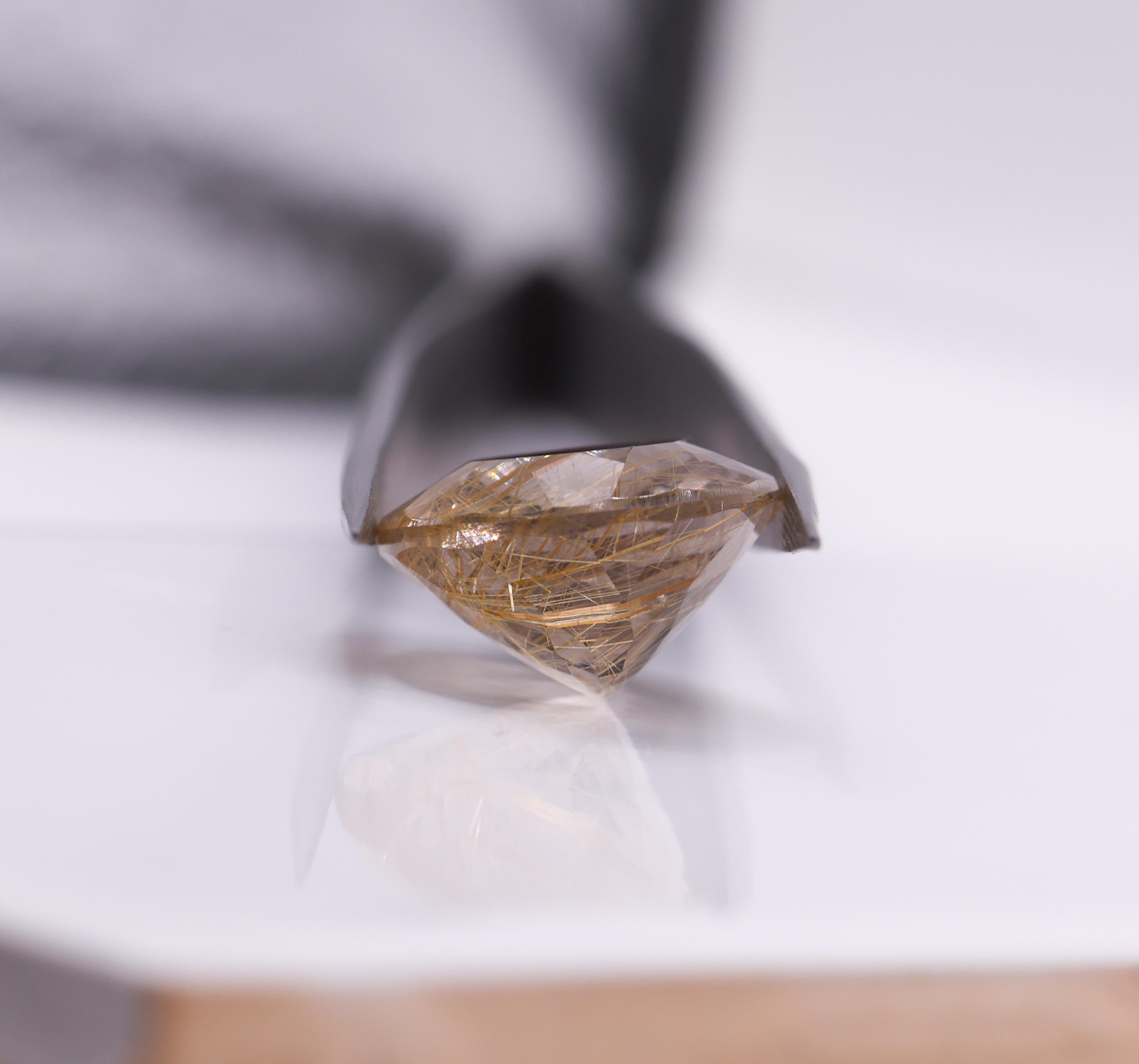 15.86 Carat Rutilated Quartz Gemstone | Oval 20x15mm | Loose Gemstone