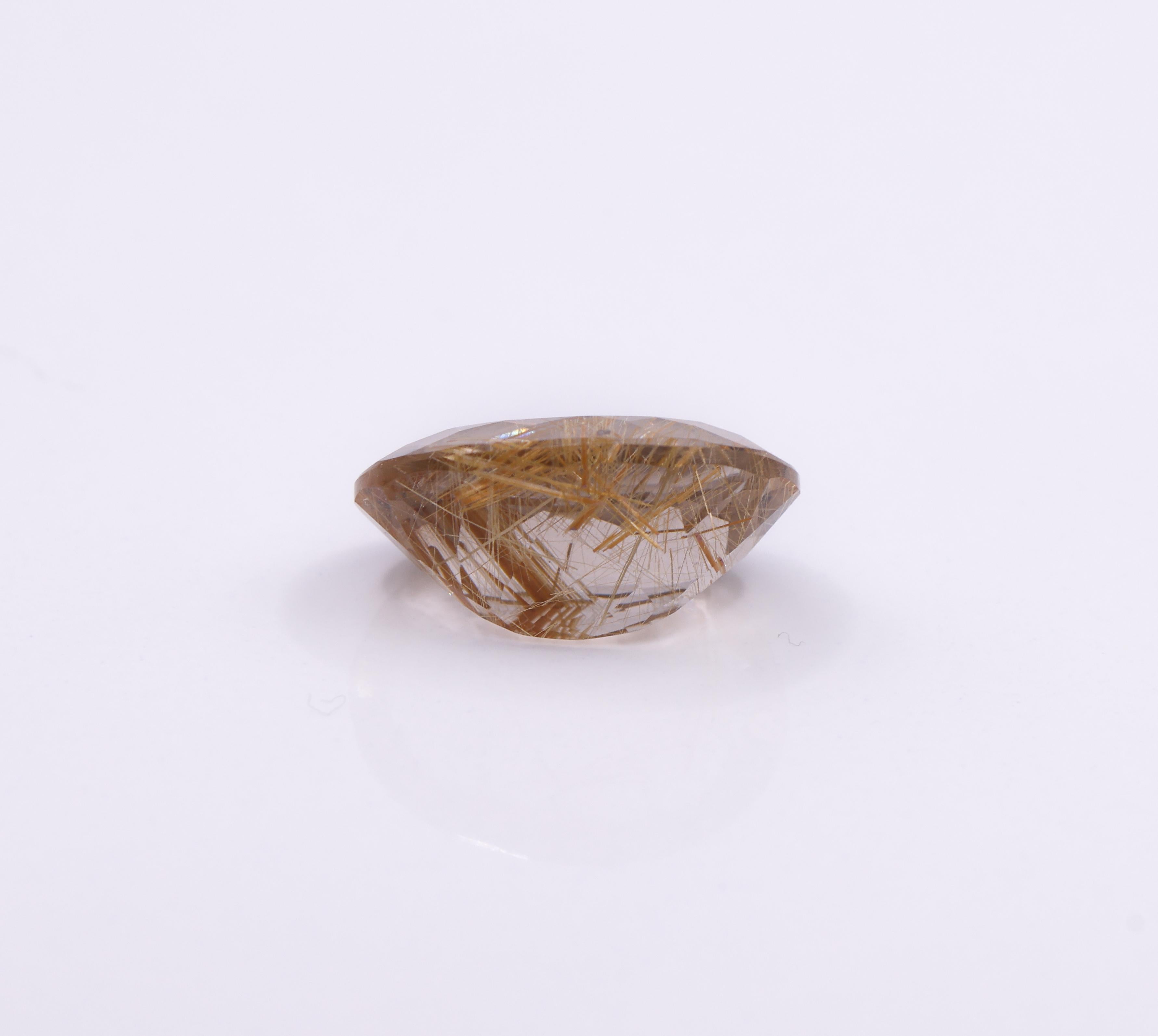 15.86 Carat Rutilated Quartz Gemstone | Oval 20x15mm | Loose Gemstone