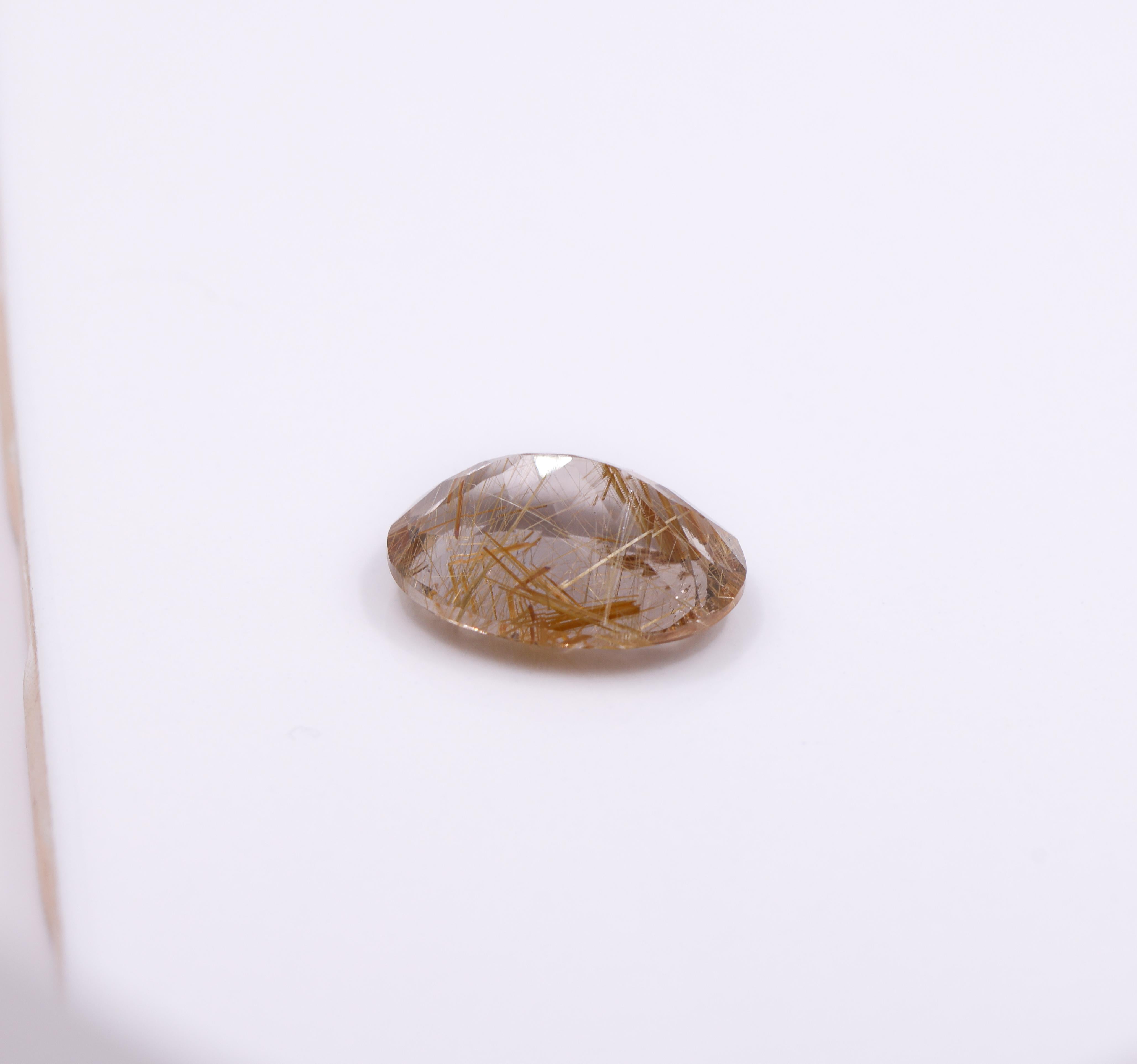 15.86 Carat Rutilated Quartz Gemstone | Oval 20x15mm | Loose Gemstone