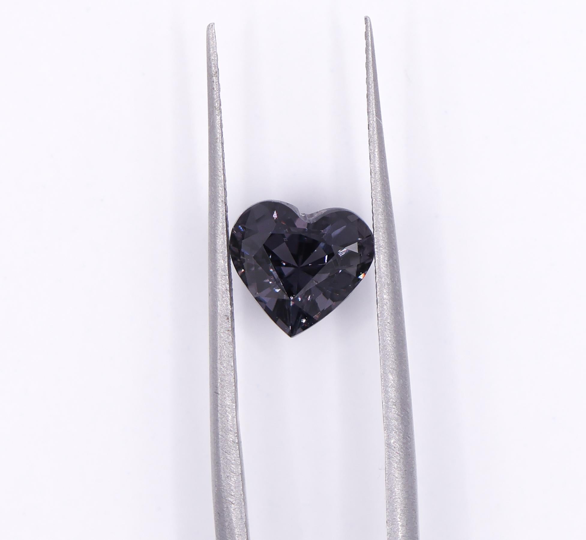 1.59 Carat Grey Spinel Gemstone | Heart Shape 8 x 7mm | Loose Gemstone