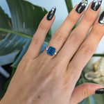 10K yellow gold London blue topaz estate ring with diamonds