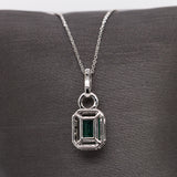 Shree 14K White Gold Zambian Emerald Diamond Pendant | EM 7x5mm