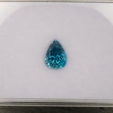 Natural Cambodian Blue Zircon Pear Shape 9.7x7.2x6.3mm 3.82ct Loose Gemstone