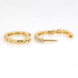 14K Yellow Gold Natural Diamond Huggies | Latch Back Closure