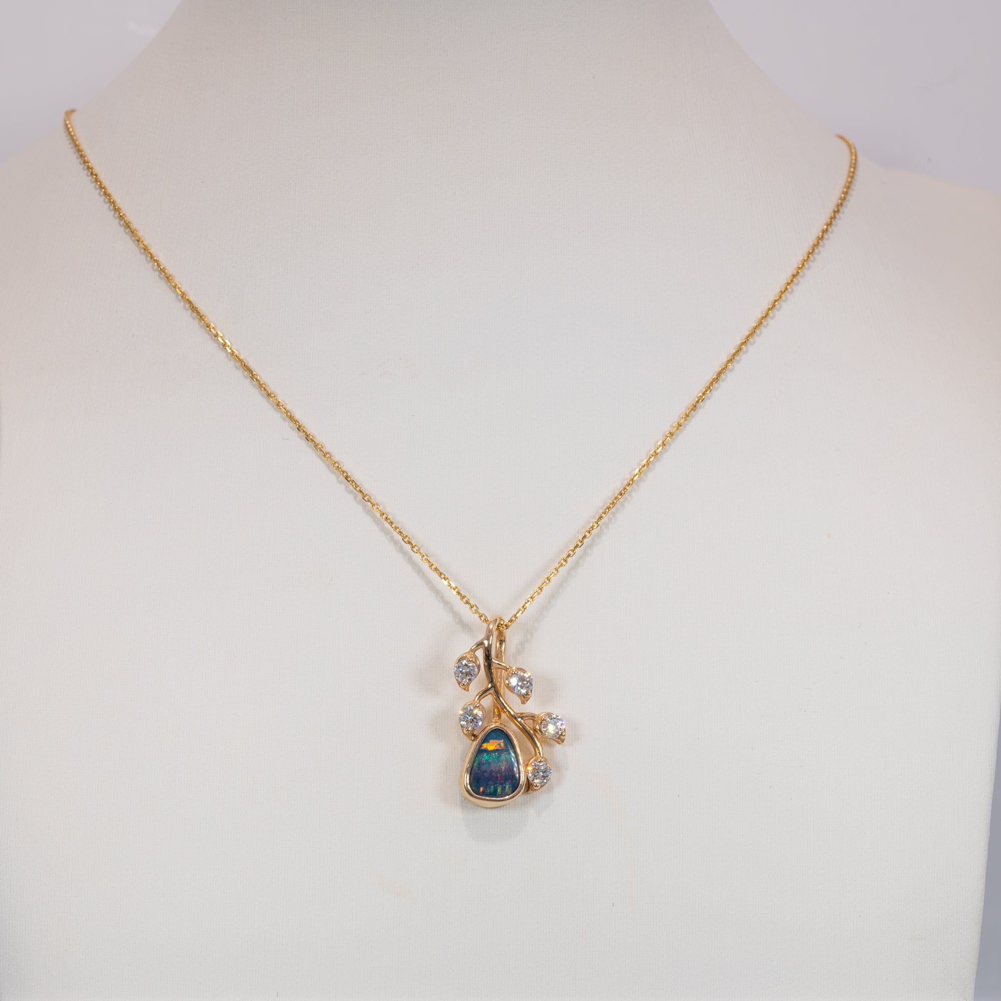 14K yellow gold boulder opal pendant