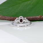 14K white gold purple spinel ring with diamond accents
