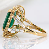 7.5ct Zambian Emerald Ring with Natural Diamonds in 18K Solid Gold - Heirloom Quality, Timeless Jewelry