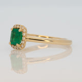 Colombian Emerald Ring with Earth-Mined Diamond Accents in Solid 14K Gold – 6x5mm Green Emerald Fine Jewelry Classic Design