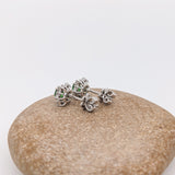 Audrey Tsavorite Stud Earrings with Natural Diamond Accents: Solid 14k White Gold, 4mm