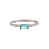 Eve 14K White Gold Afghani Paraiba Color Tourmaline Diamond Ring | EM 5x3mm