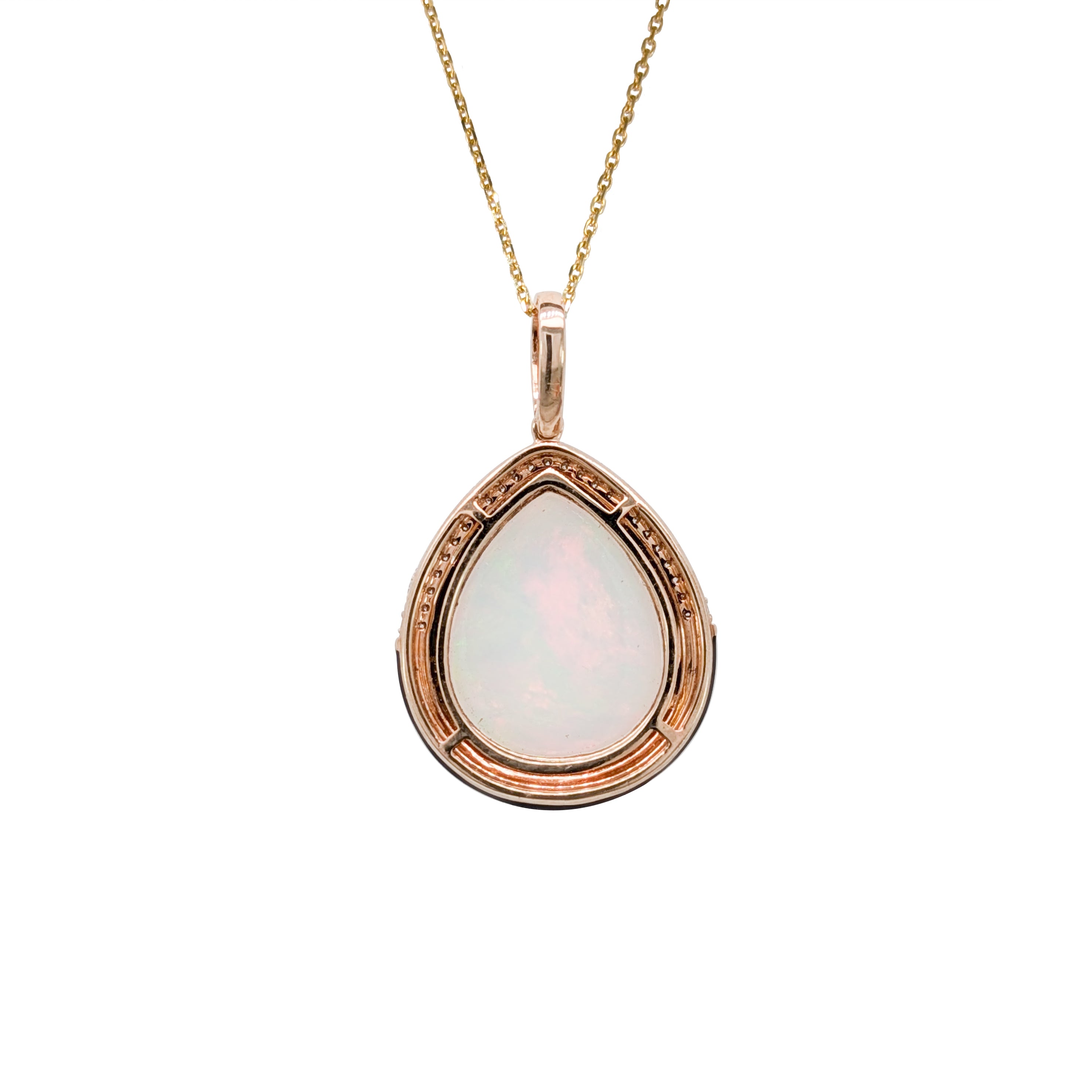 Yana 14K Yellow Gold 8.83cts Ethiopian Opal Diamond Pendant | Pear Shape 18x15mm