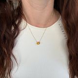 Vimesha 14k Solid Gold Solitaire Citrine Pendant Necklace, Oval 10x8mm