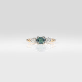 14K white & yellow gold alexandrite ring with diamond accents