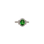 Risha 14K White Gold 1.0cts Tsavorite Diamond Ring | Oval 8x6mm