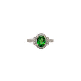 Risha 14K White Gold 1.0cts Tsavorite Diamond Ring | Oval 8x6mm