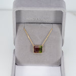 14K yellow gold bi-color tourmaline necklace