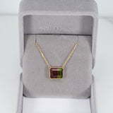 14K yellow gold bi-color tourmaline necklace
