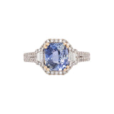 Genevieve 14K Solid Gold Cornflower Blue Sapphire and Natural Diamonds Ring | CU 8x7mm