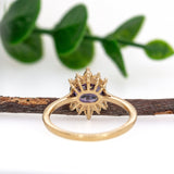 Mehar 14K Yellow Gold Purple Spinel Diamonds Ring | Oval Shape 8x6mm