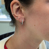 14K White Gold Natural Diamonds Huggies | Latch Back Closure