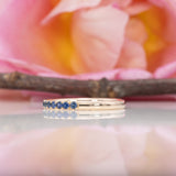 Nimasha | Blue Sapphire Band Ring with 19 Blue Sapphires in Solid 14K Yellow Gold – Colorful Gemstone Band