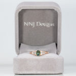 14K rose gold alexandrite ring with diamond accents