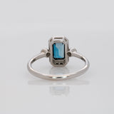 London Blue Topaz Ring with Earth Mined Diamond Accents in Solid 14K Gold – 6x4mm Emerald Cut Fine Jewelry Ring